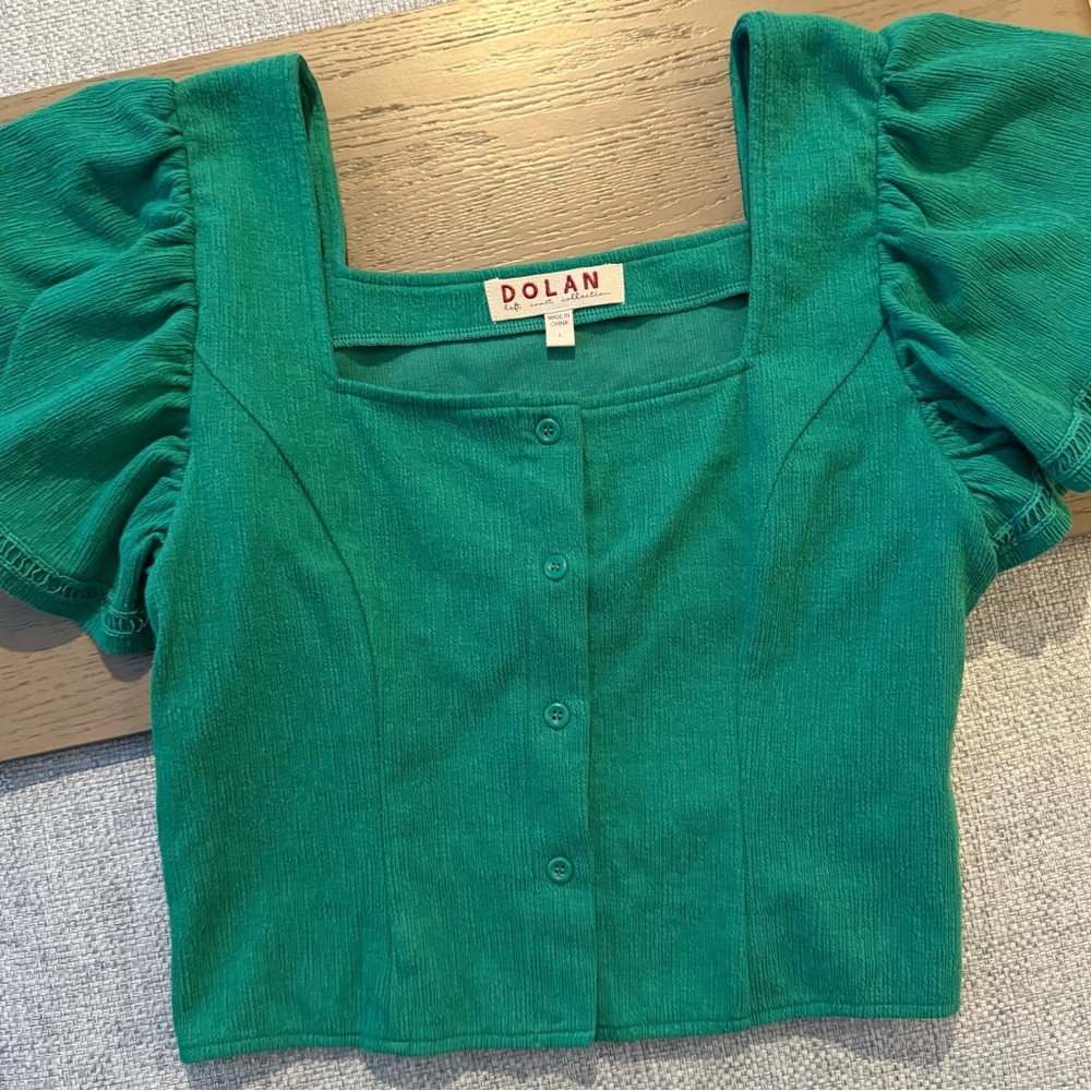 Anthropologie Green Crop Top